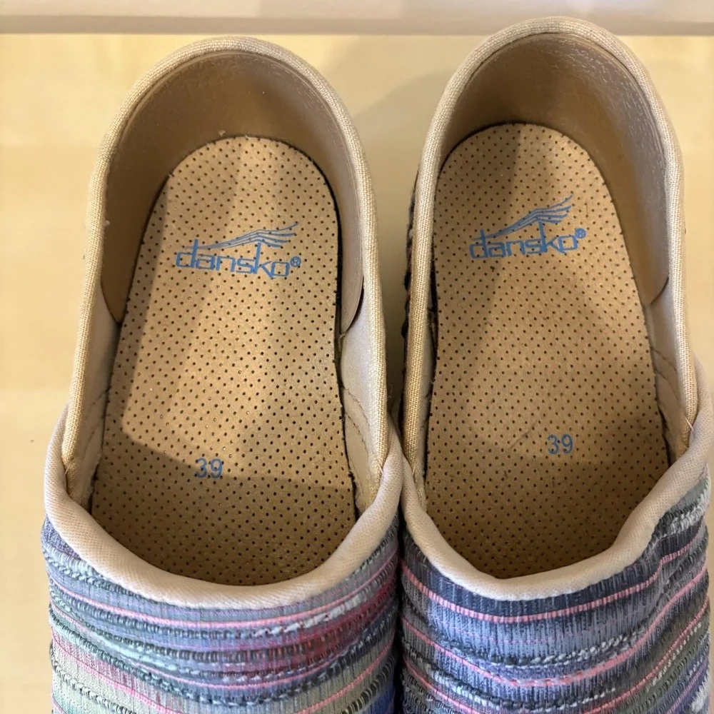 Dansko‎ Shoes Womens Size 39 Multicolor Striped Espadrille Wedge Slip On Comfort